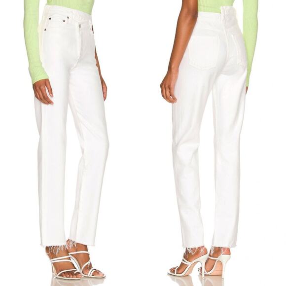 Agolde Criss Cross Asymmetrical Waist Straight Leg Jean in Element White Size 29 - Picture 11 of 11
